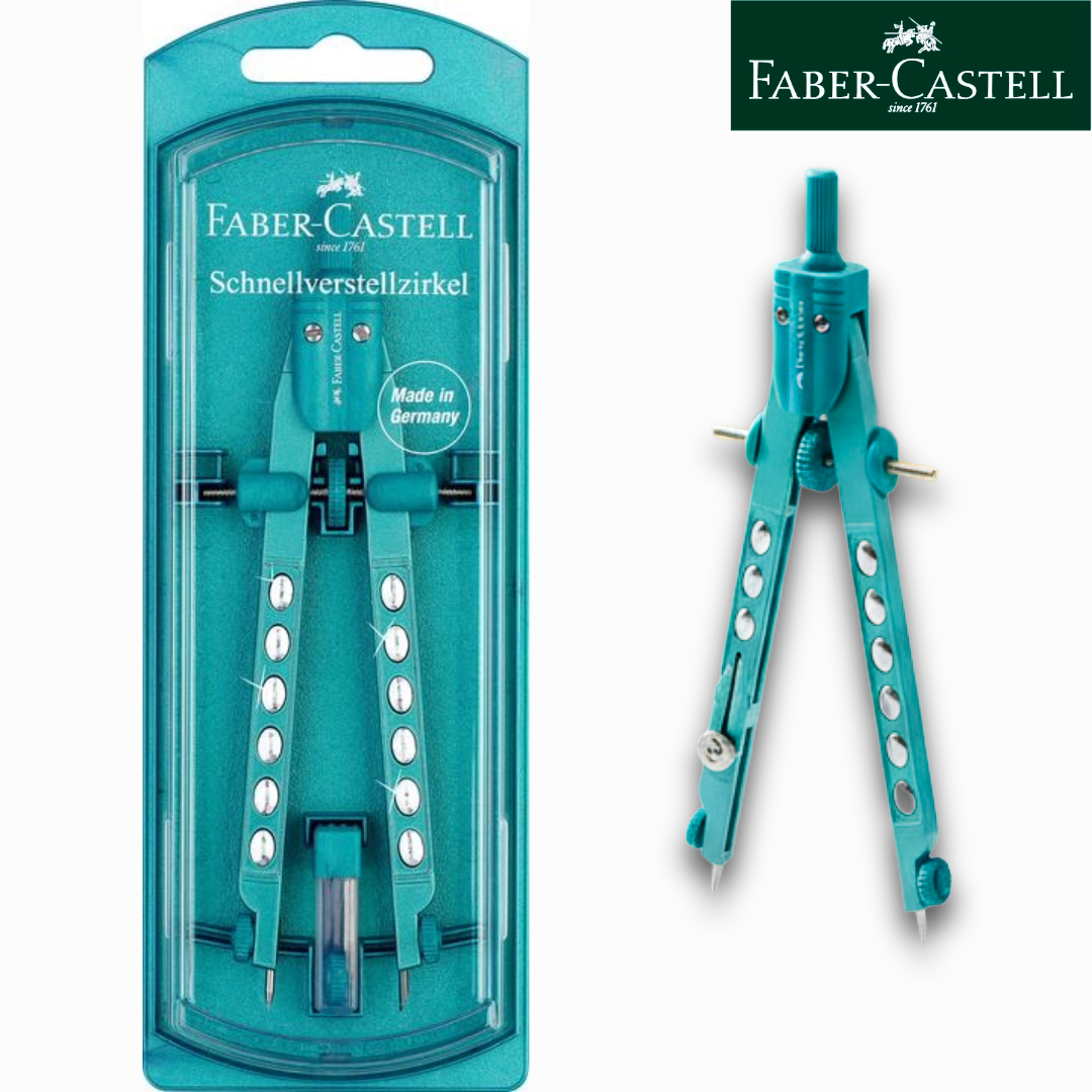 Faber Castell Διαβήτης, 17CM 2mm Μύτες ΤΥΡΚΟΥΑΖ SPARKLE με ρυθμιστή, 174323 Compas Γεωμετρικά όργανα