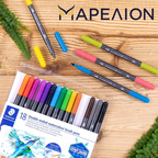 Μαρκαδόροι Ακουαρέλας Staedtler Διπλής όψης,  1.0-6.0mm / 0.5-0.8mm, Double-ended Watercolour Brush Pens (Pack of 18)