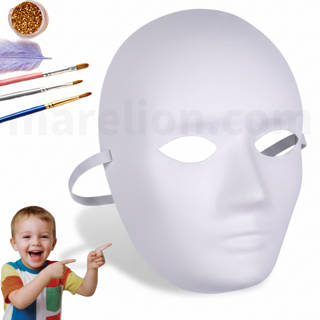 Craft White Paper Full Face Mask DIY 22x17cm - Χάρτινη Μάσκα Προσώπου Χειροτεχνίας ΧΟΝΔΡΙΚΗ ΠΩΛΗΣΗ