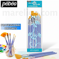 Pebeo Round Paint Brush Set 8pcs Polyamide and Stainless Steel with Short Handle no. 2, 10, 18  round n 0, 4, 8  fan n 6  script liner n 10/0