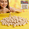 Wooden Beads Natural Set 80pcs 10mm - Ξύλινες Χάντρες Φυσικό Χρώμα Χειροτεχνία DIY