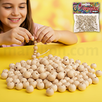 Wooden Beads Natural Set 80pcs 10mm - Ξύλινες Χάντρες Φυσικό Χρώμα Χειροτεχνία DIY
