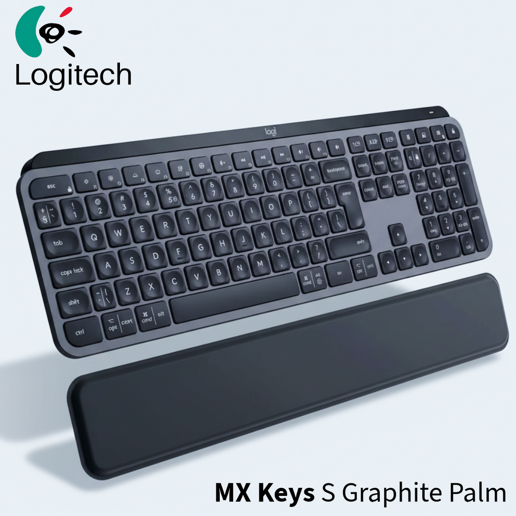 Logitech Keyboard MX Keys S Graphite Palm Rest Black US (920-011589) - Ασύρματο πληκτρολόγιο με στήριγμα παλάμης