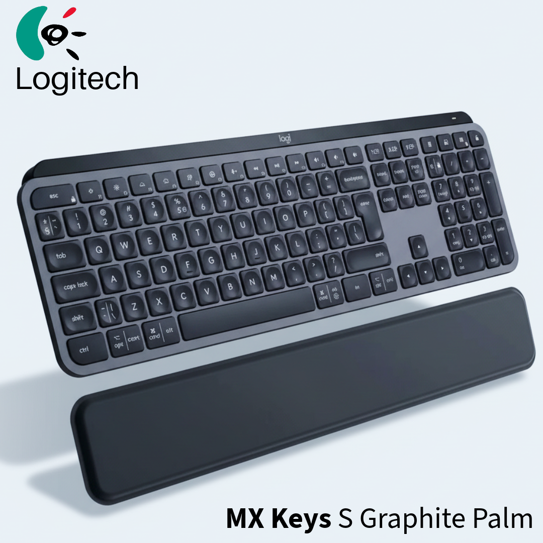 Logitech Keyboard MX Keys S Graphite Palm Rest Black US (920-011589) - Ασύρματο πληκτρολόγιο με στήριγμα παλάμης