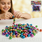 Metallic Beads Set 8mm 30g with Elastic Cord - Μεταλλικές Χάντρες Χρωματιστές Χειροτεχνία DIY