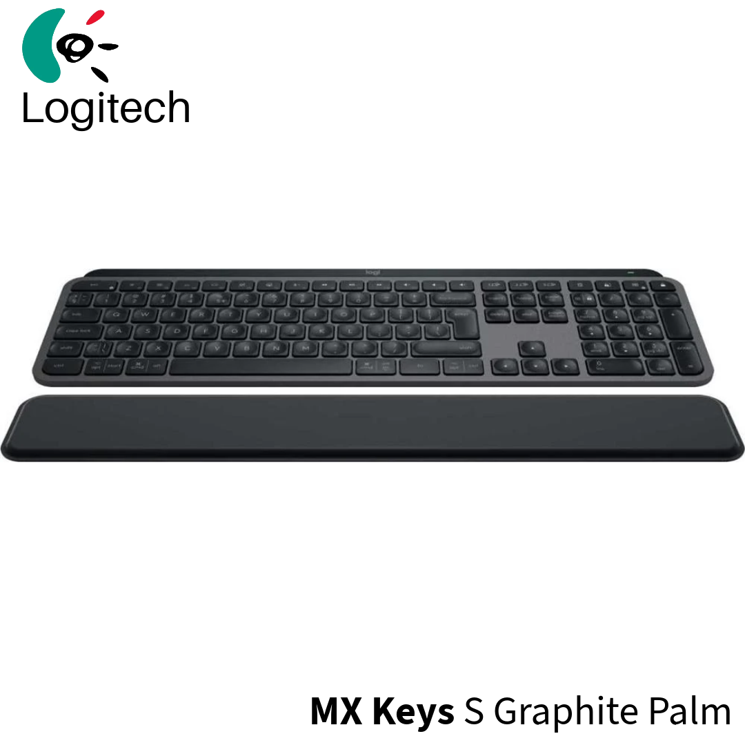 Logitech Keyboard MX Keys S Graphite Palm Rest Black US (920-011589) - Ασύρματο πληκτρολόγιο με στήριγμα παλάμης