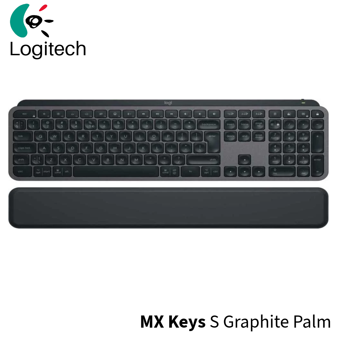 Logitech Keyboard MX Keys S Graphite Palm Rest Black US (920-011589) - Ασύρματο πληκτρολόγιο με στήριγμα παλάμης