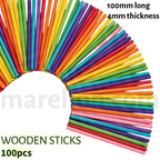Coloured Cylindrical Craft Sticks 4x100mm Set 100pcs - Χρωματιστά Κυλινδρικά Ξυλάκια Χειροτεχνία DIY
