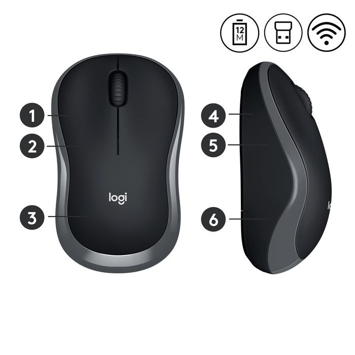 Logitech Wireless Mouse M185 Black Grey (910-002235) - Ασύρματο ποντίκι