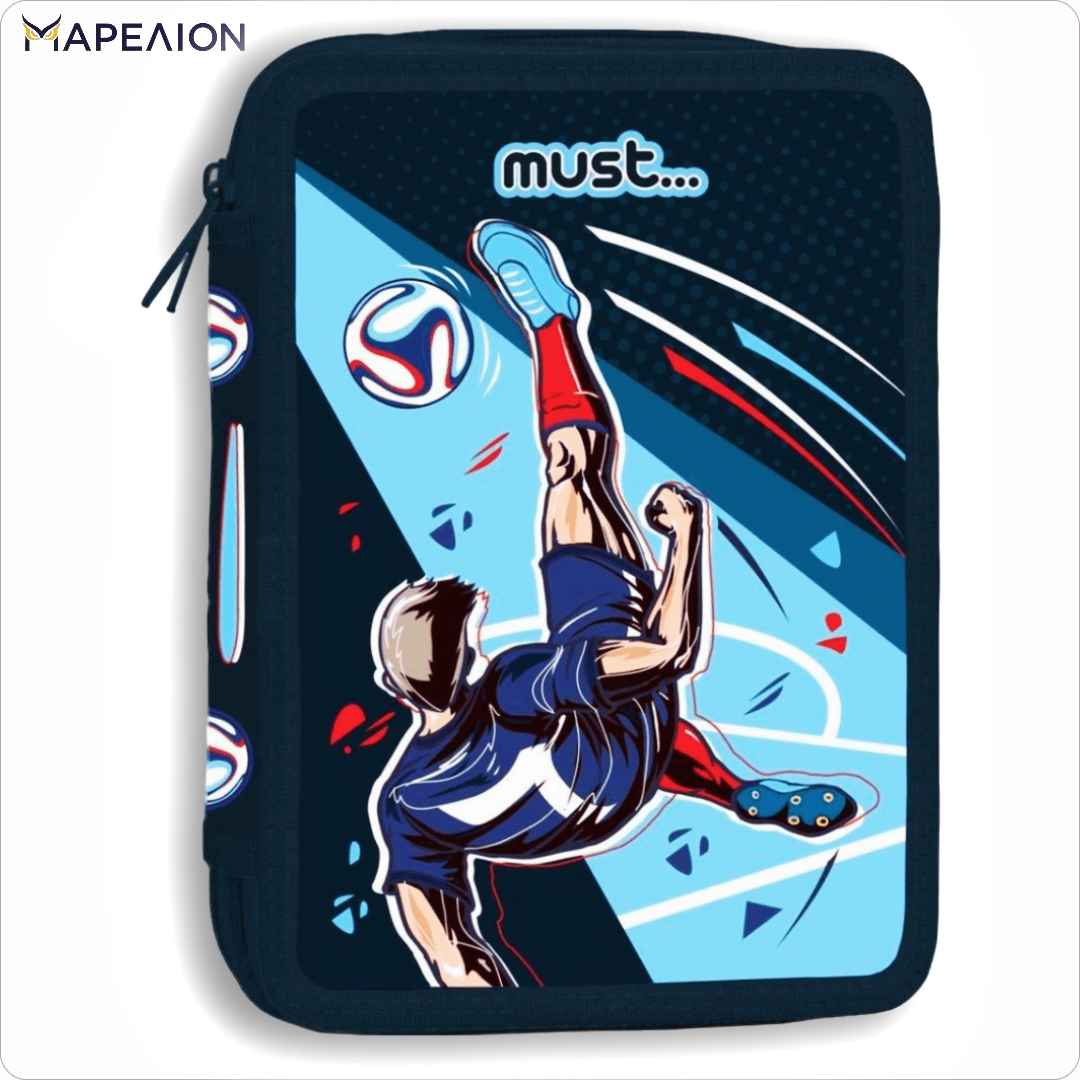 Κασετίνα γεμάτη 2 φερμουάρ Football Must Pencil Case 2 Zip Κασετίνα διπλή γεμάτη ποδόσφαιρο
