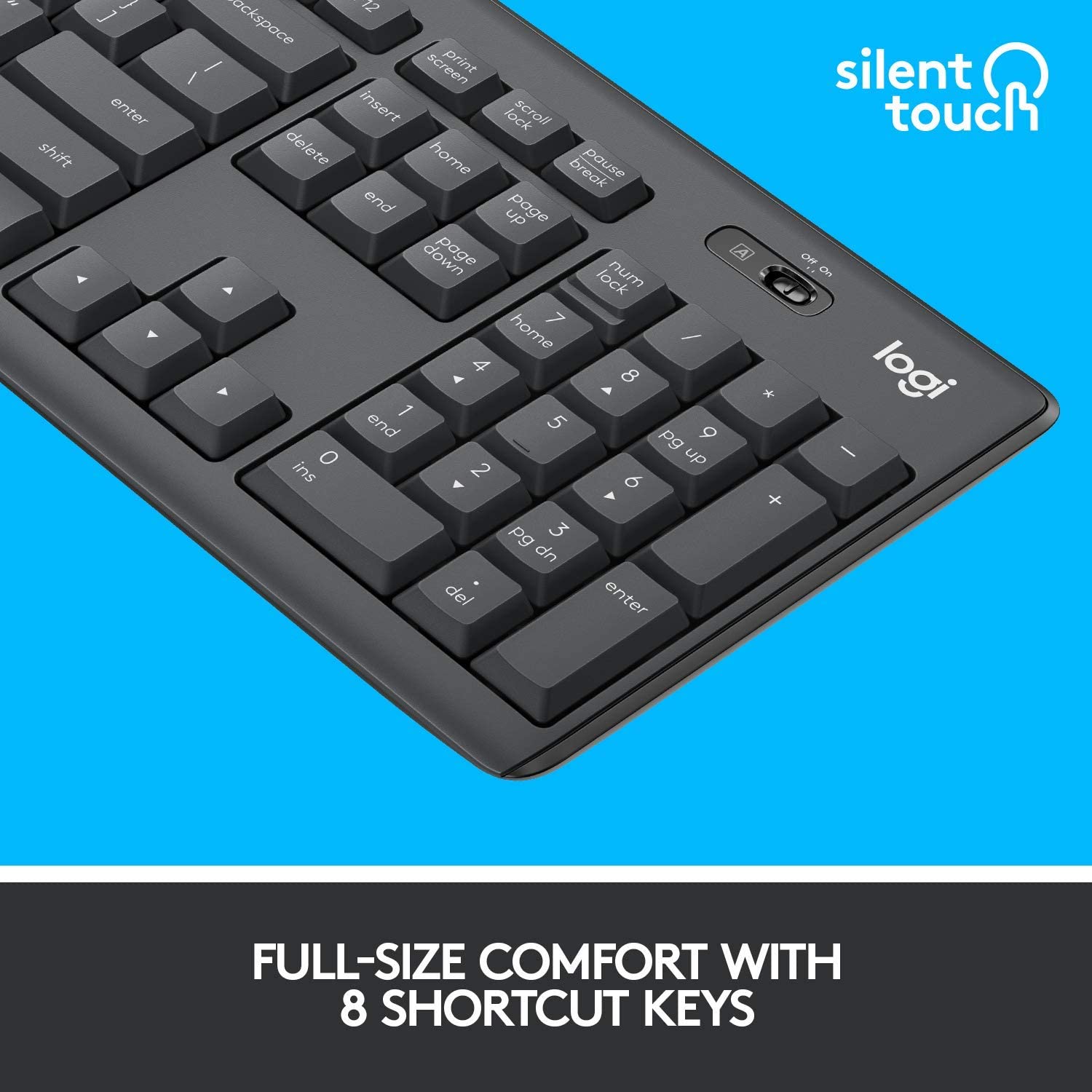 Logitech Keyboard+Mouse Set Wireless MK295 US Silent Black (920-009800) , Σετ  Πληκτρολόγιο και ποντίκι