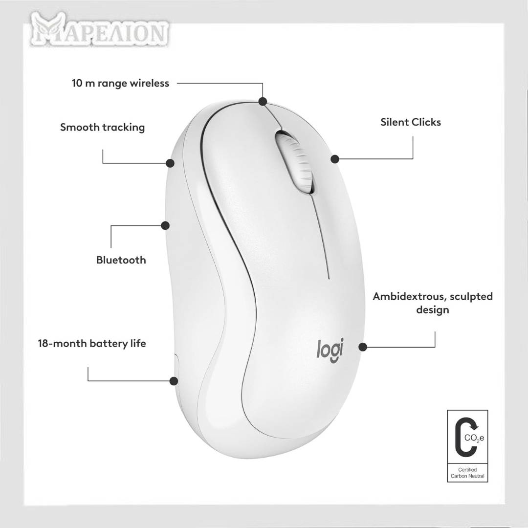 Logitech Bluetooth Mouse M240 White 910-007120 - Ασύρματο ποντίκι bluetooth