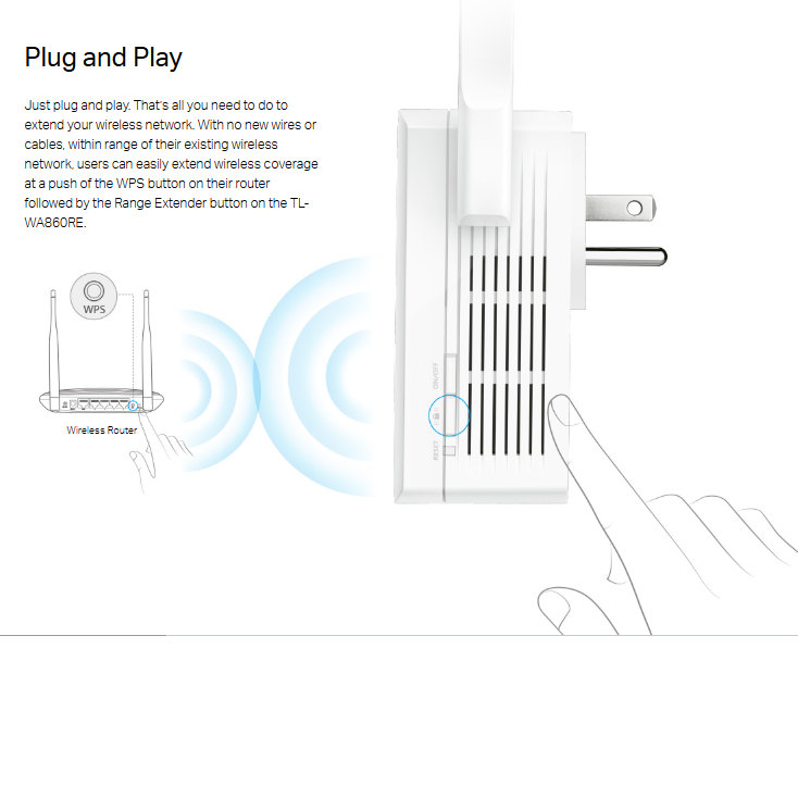 TP-LINK WI-FI RANGE EXTENDER 300MBPS AC PASSTHROUGH WA-860RE UK PLUG