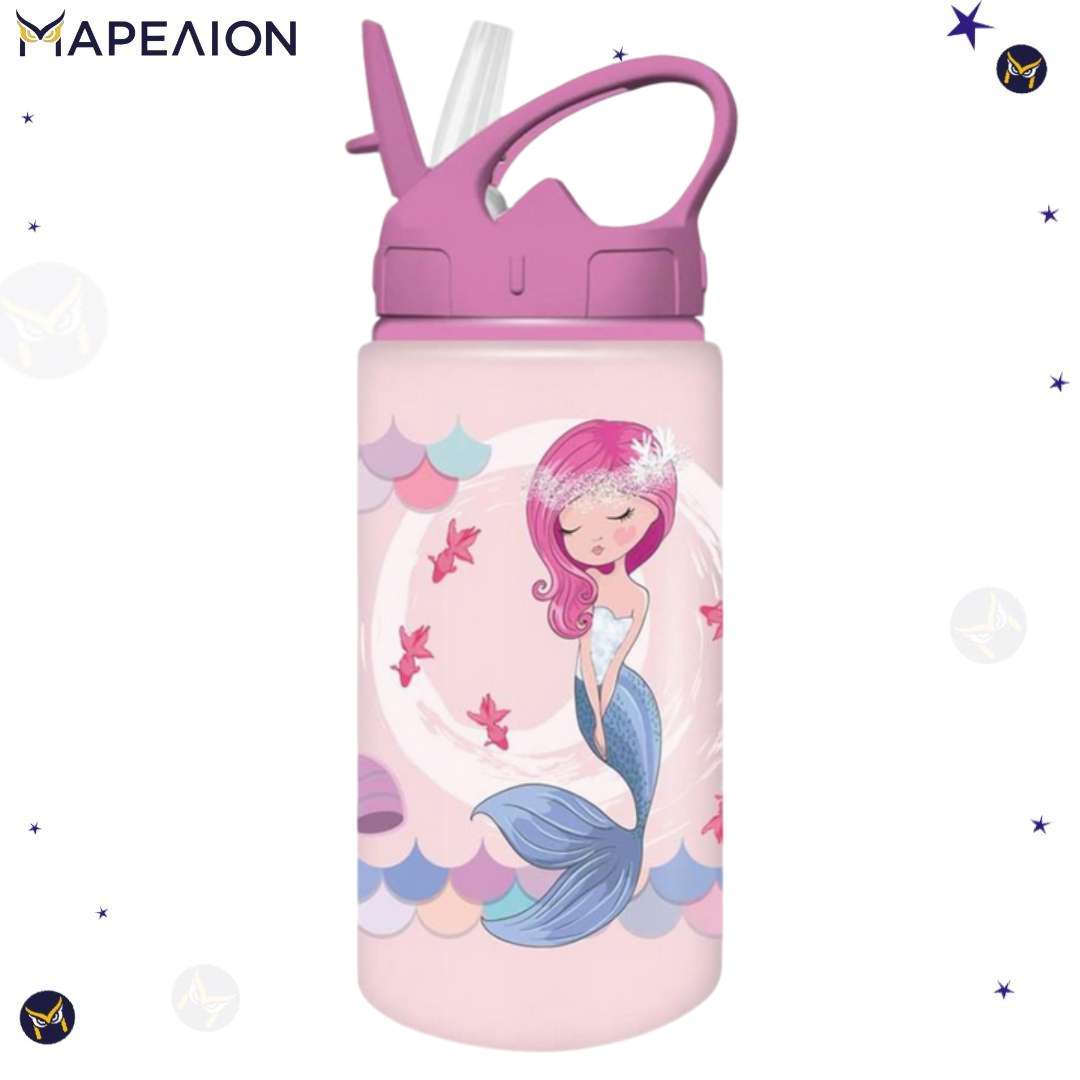 Must Παγούρι Αλουμινίου με Καλαμάκι 500ml - Παιδικό Παγούρι Aluminium Canteen Mermaid Vibes