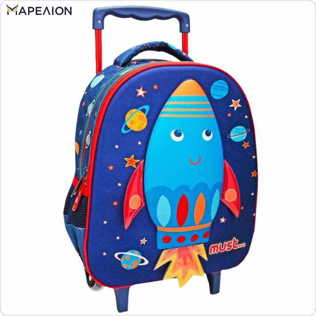 ΣΧΟΛΙΚΗ ΤΣΑΝΤΑ ΤΡΟΛΕΪ ΝΗΠΙΟΥ Eva Space Rocket MUST 2 ΘΗΚΕΣ TROLLEY BAG  ΣΧΟΛΙΚΕΣ ΤΣΑΝΤΕΣ ΝΗΠΙΑΓΩΓΕΙΟΥ KIDS SCHOOL BAGS