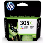 HP 305XL ink cartridge packaging with green leaves on a white background