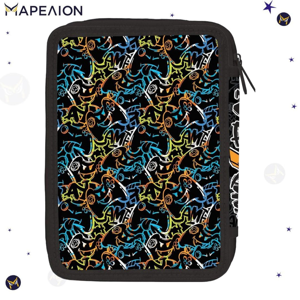 Κασετίνα Let's Play Γεμάτη 2 Φερμουάρ Must Pencil Case 2 Zip Gamer Κασετίνα Διπλή Γεμάτη