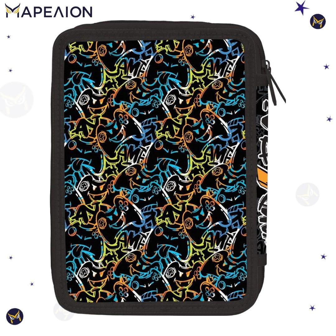 Κασετίνα Let's Play Γεμάτη 2 Φερμουάρ Must Pencil Case 2 Zip Gamer Κασετίνα Διπλή Γεμάτη