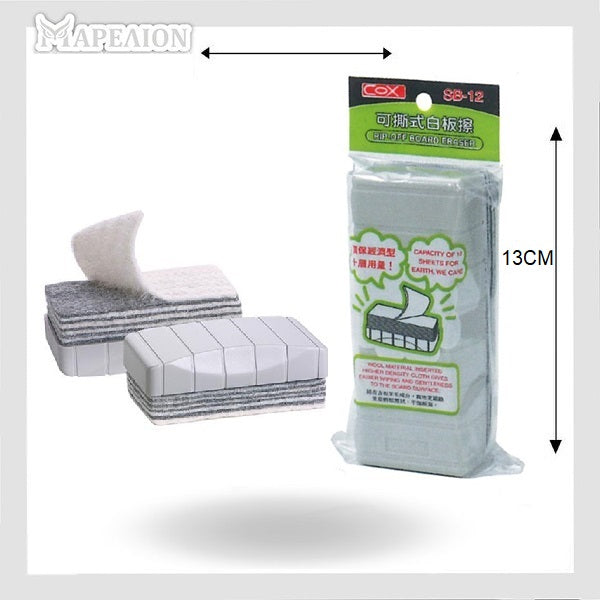 Cox WhiteBoard Eraser with 10 Refills, BIG (13cm Long) - Σπόγγος Ασπροπίνακα με 10 Ανταλλακτικά Στρώματα
