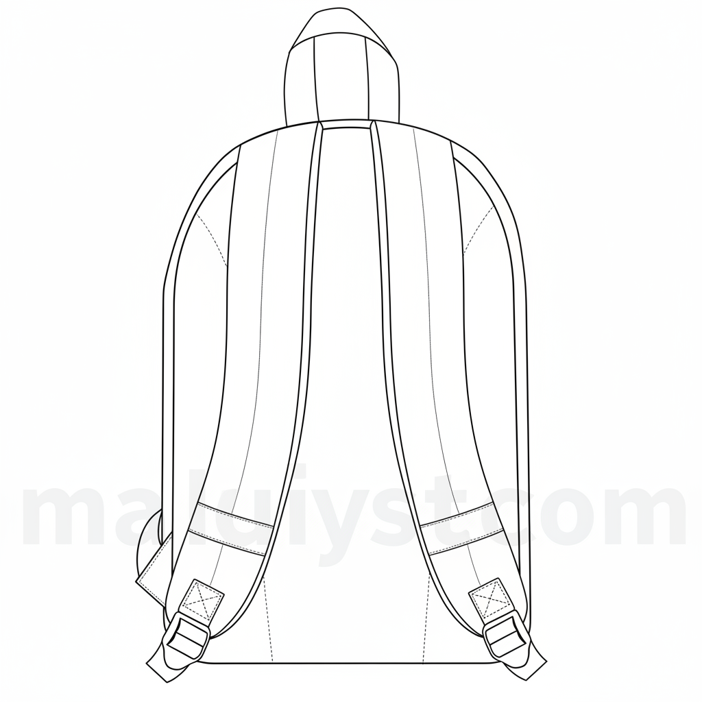 Black & White Backpack Outline Sketch