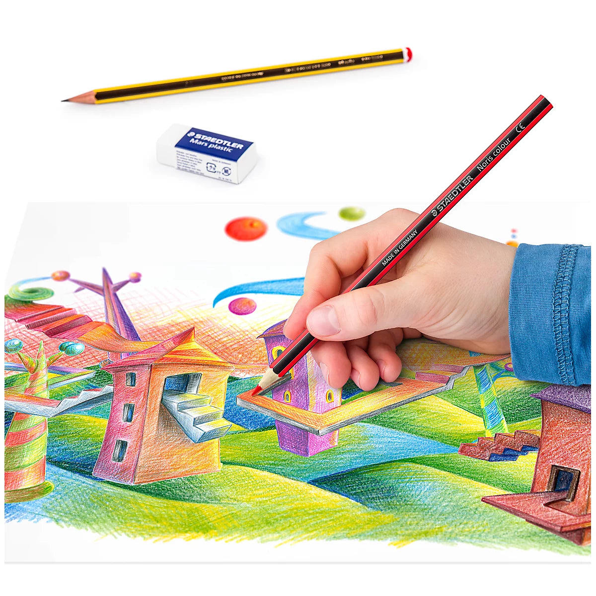 Staedtler Noris Colour Coloured Pencils 12pcs + Free Pencil & Eraser - Ξυλομπογιές 12 Τεμαχίων με Δώρο Μολύβι και Σβηστήρι