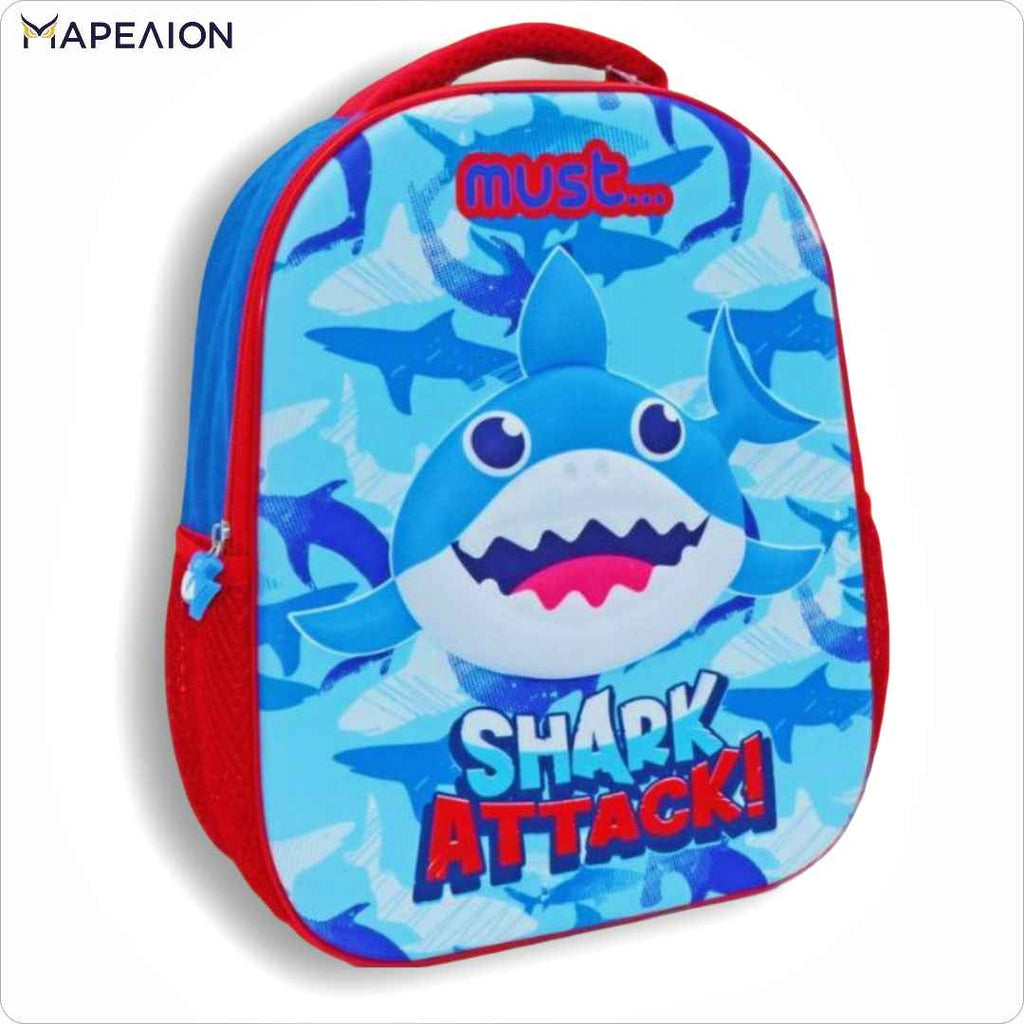 Σχολική Τσάντα Πλάτης Νηπίου Shark Attack 1 Θήκη 3D Eva Backpack Must