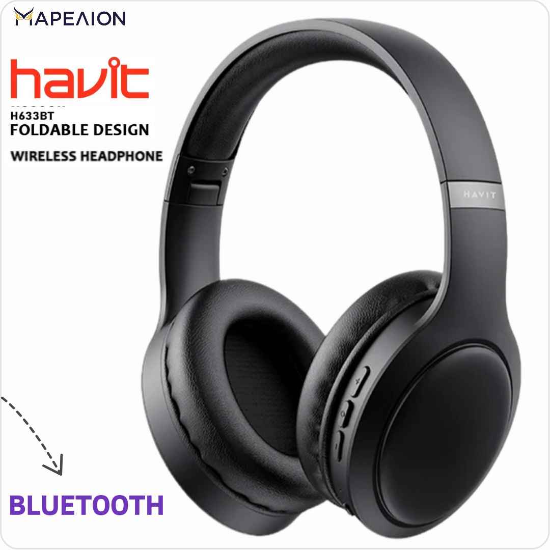 Havit H633BT Wireless Bluetooth Headphones BLACK | Over-Ear Design, Deep Bass, 20H Playtime, Foldable & Lightweight, Bluetooth 5.3, Built-in Microphone Headsets, for TV, iPhone, Gym, Running ΑΣΥΡΜΑΤΑ ΑΚΟΥΣΤΙΚΑ