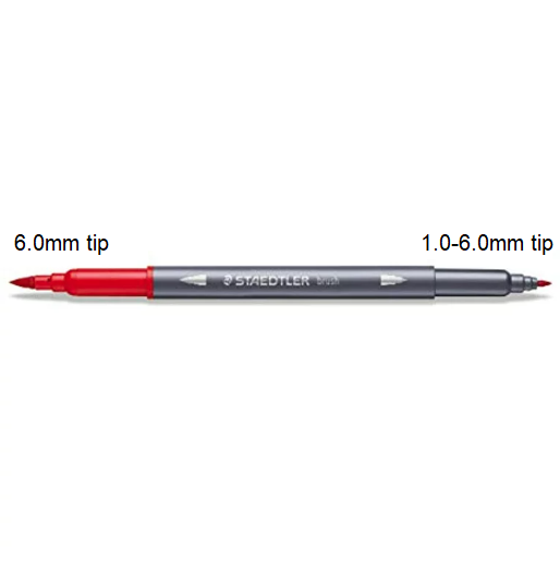Μαρκαδόροι Ακουαρέλας Staedtler Διπλής όψης,  1.0-6.0mm / 0.5-0.8mm, Double-ended Watercolour Brush Pens (Pack of 18)