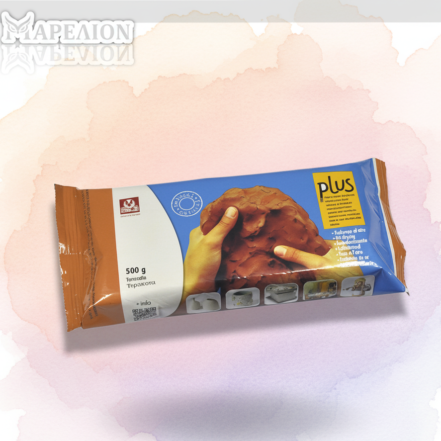 Dog food package with a hand holding a dog on a light pink background