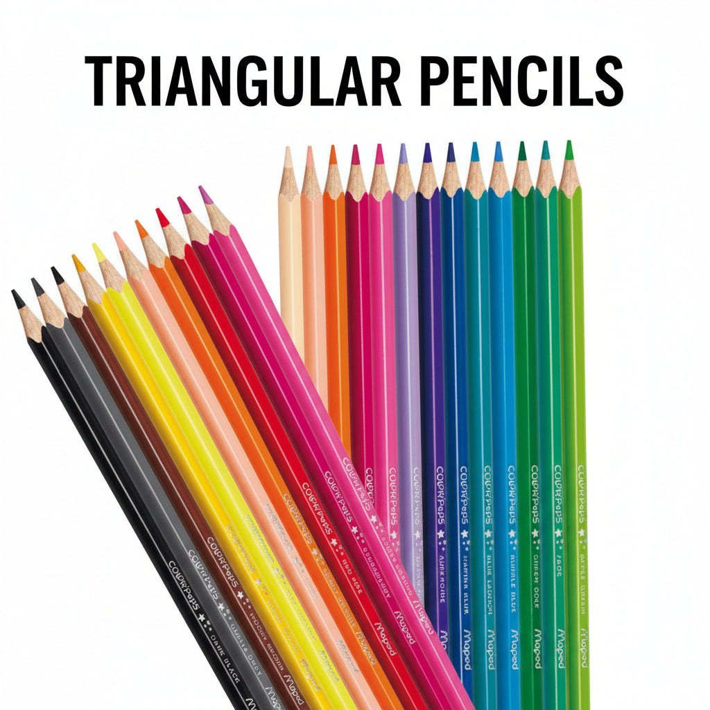 Set of colored pencils in various colors with a white background