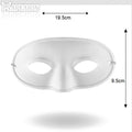 White half-mask with dimensions on a white background