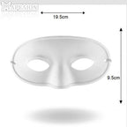 White half-mask with dimensions on a white background