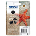 Epson 603XL black ink cartridge packaging with a starfish on sand background