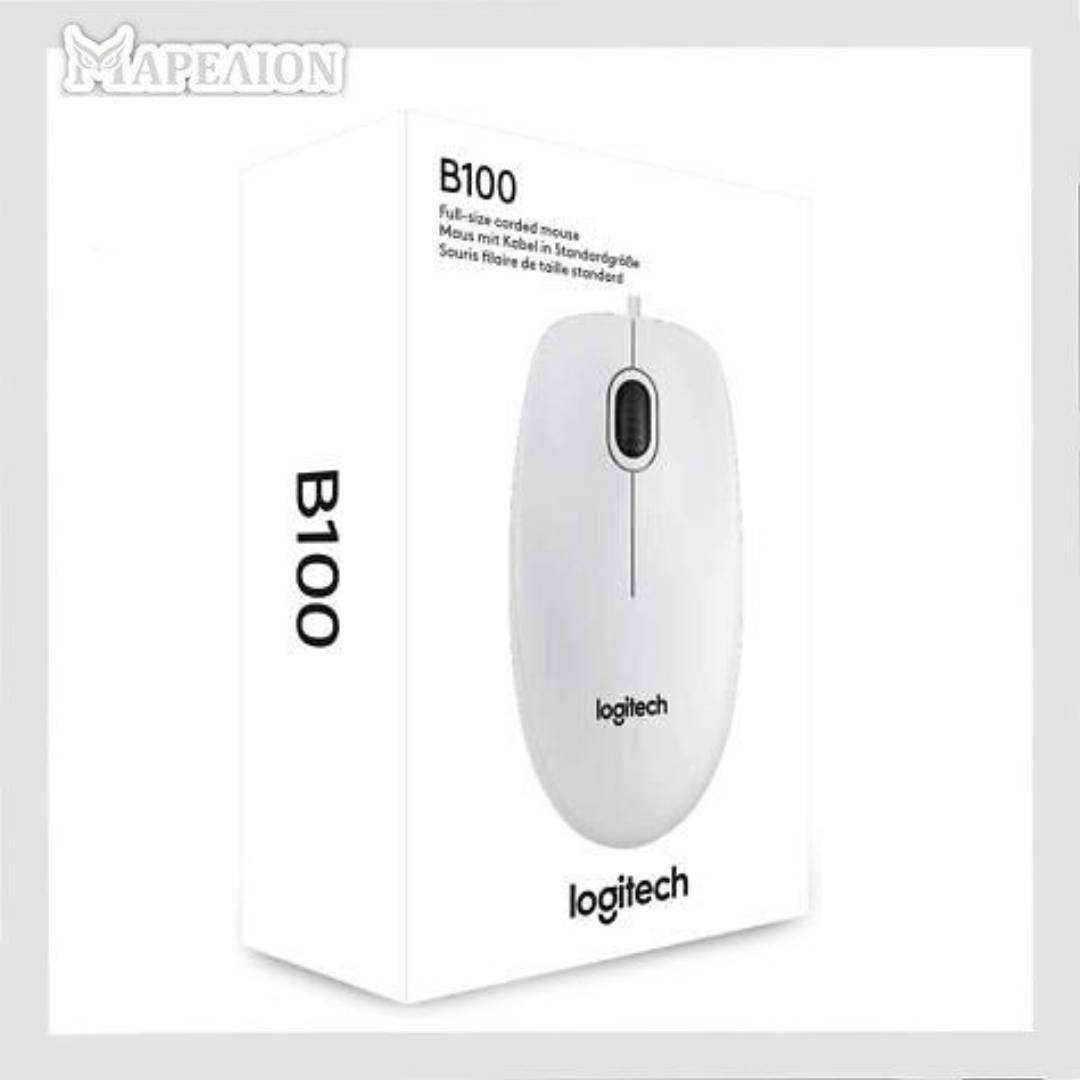 Logitech Mouse White B100 (910-003360) - Ενσύρματο ποντίκι