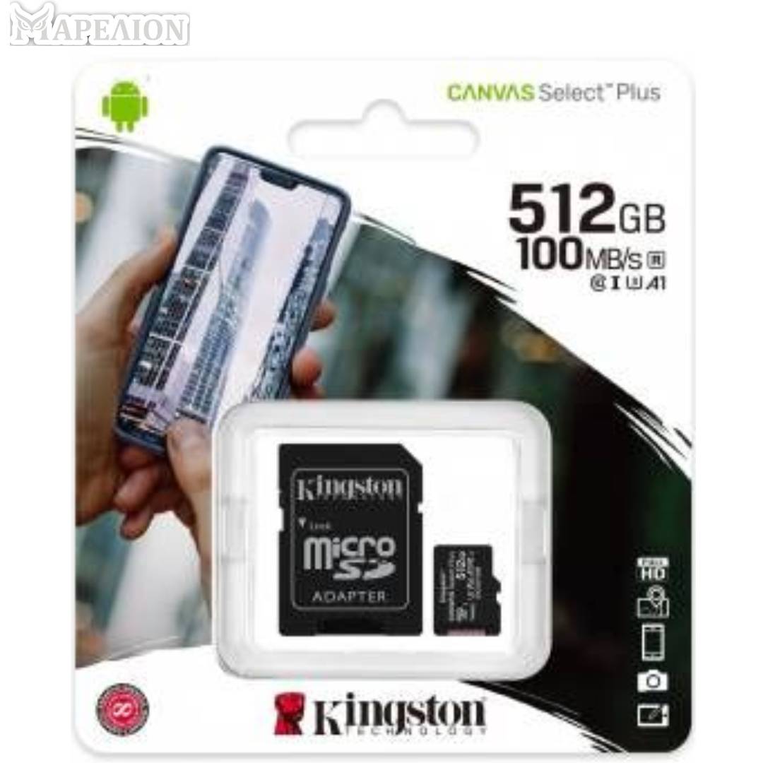 Kingston Canvas Select Plus MicroSD 512GB + Adapter - Κάρτα Μνήμης MicroSDXC