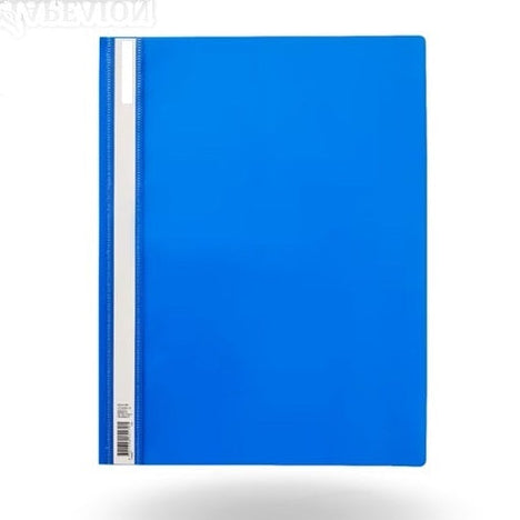Blue notebook with a white border on a light gray background