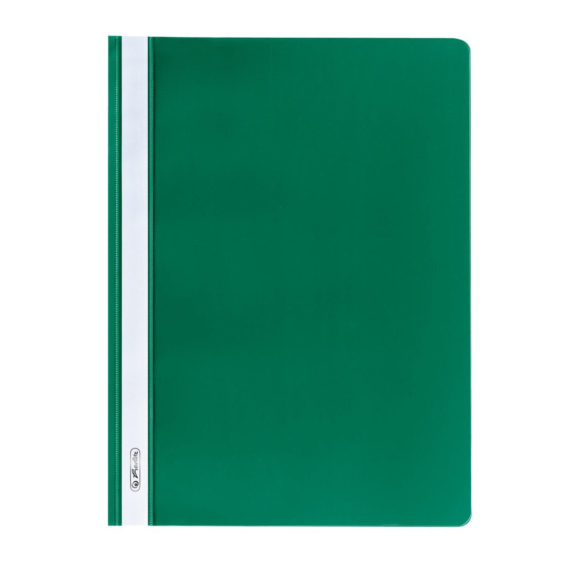Green notebook with a white strap on a white background
