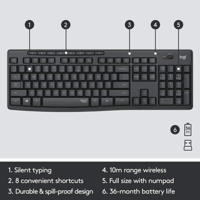 Logitech Keyboard+Mouse Set Wireless MK295 GR Silent (920-009871) - Ασύρματο Πληκτρολόγιο και Ποντίκι Σιωπηλό