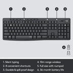 Logitech Keyboard+Mouse Set Wireless MK295 GR Silent (920-009871) - Ασύρματο Πληκτρολόγιο και Ποντίκι Σιωπηλό