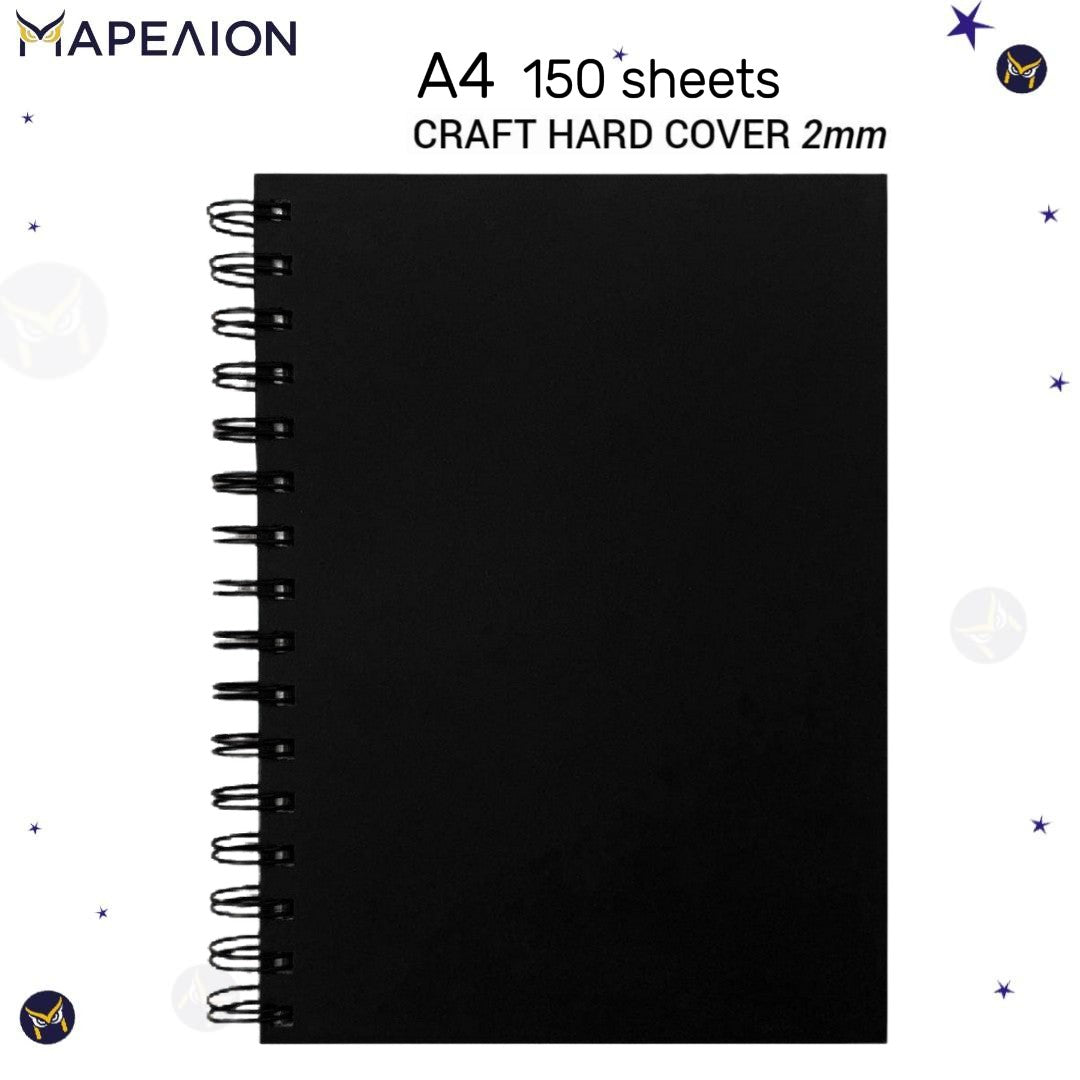 Kraft Spiral Notebook 150 Sheets 2mm Wired, A4 / A5 size - 2 Colors - Τετράδιο με Γραμμές, Σπίραλ Μαύρο / Ασπρο