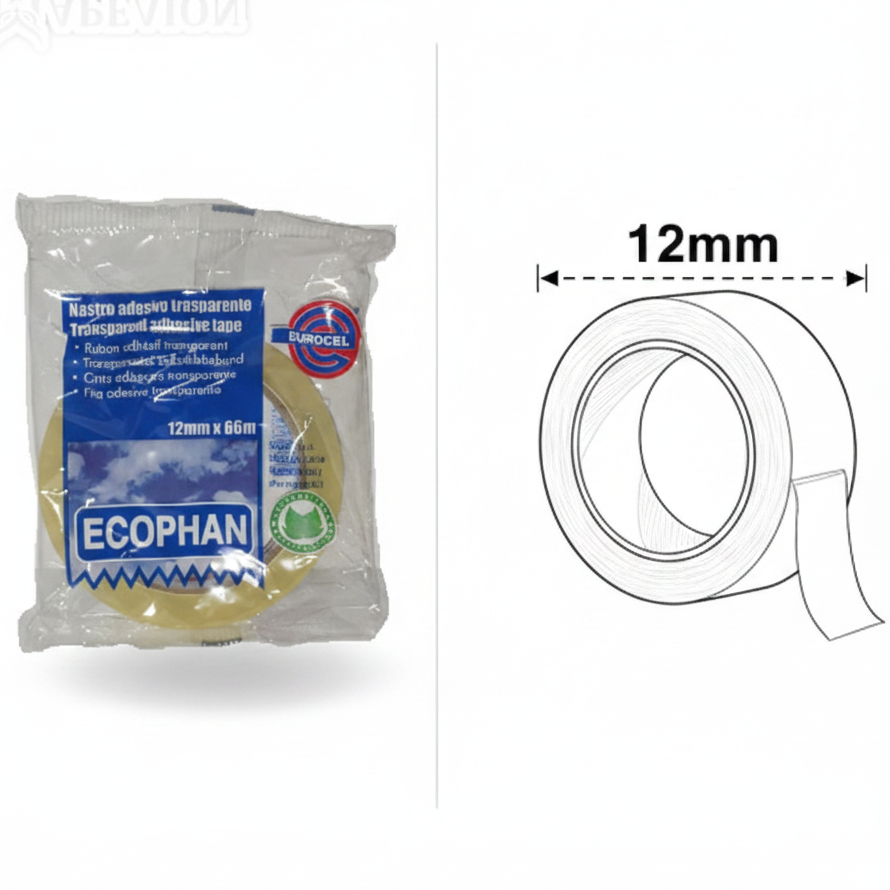 Packaged ECOPHAN adhesive tape with dimensions displayed on a white background