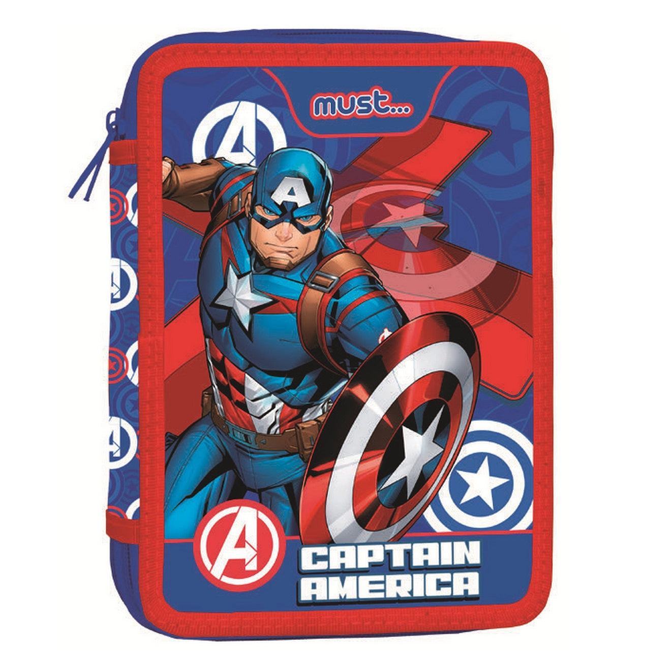 Κασετίνα Captain America Γεμάτη 2 Φερμουάρ Must Pencil Case 2 Zip Κασετίνα Διπλή Γεμάτη