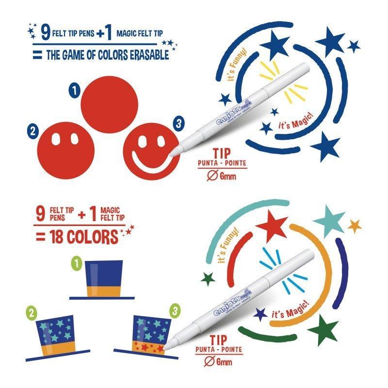 Carioca Magic Markers, pack of 20 pcs, Felt Tip Παιδικοί μαγικοί Μαρκαδόροι Ζωγραφικής