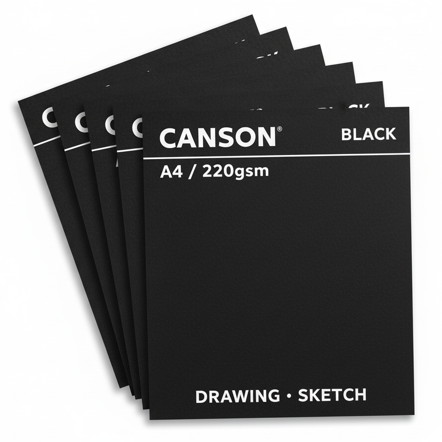 Canson Paper A4 Black 220gsm Pack of 10 / 100 Sheets - Χαρτόνια Τέχνης Drawing Sketch Χειροτεχνία