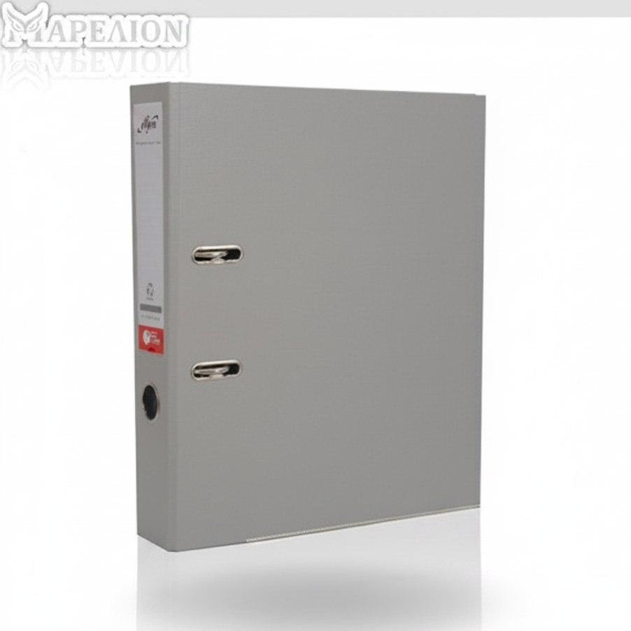 Gray file folder with a red label on a white background