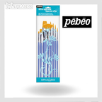 Pebeo Round Paint Brush Set 8pcs Polyamide and Stainless Steel with Short Handle no. 2, 10, 18  round n 0, 4, 8  fan n 6  script liner n 10/0