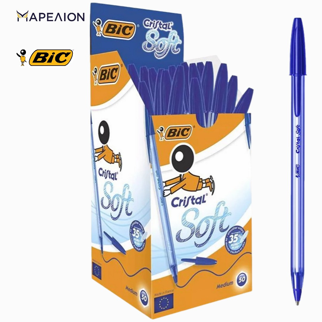 BIC Cristal Soft Ballpoint Pen Medium Blue - Στυλό Διαρκείας Μπλε - ΧΟΝΔΡΙΚΗ ΠΩΛΗΣΗ