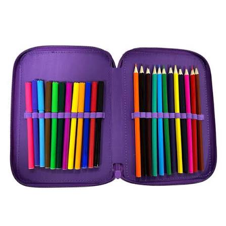 Must Pencil Case Unicorn 2 Zip Full - Σχολική Κασετίνα Διπλή Γεμάτη 2 Φερμουάρ