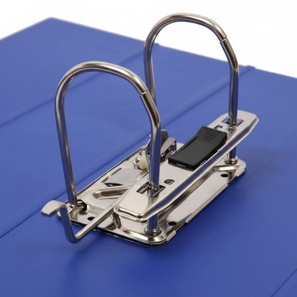Metal clip on a blue background