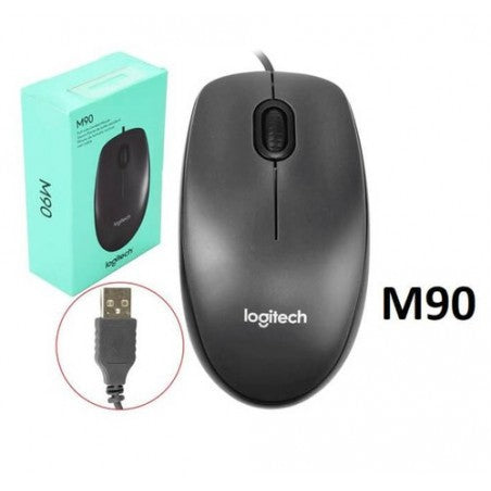 Logitech Mouse Grey Black M90 (910-001794) - Ενσύρματο ποντίκι